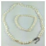 Freshwater pearl stretch bracelet and 18-10in