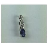 Sterling tanzanite and natural white zircon .50ct