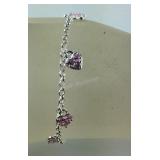 7.25in Sterling simulated pink diamond heart