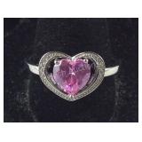 Size 11 Sterling simulated pink and white diamond