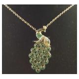 Multi color Austrian crystal goldtone peacock