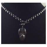 631ct hematite beaded 26in necklace with skull