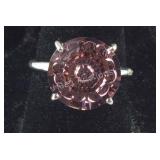 Size 7 Sterling flower cut pink Swarovski crystal