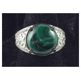 Size 6 African malachite 6ct solitaire stainless