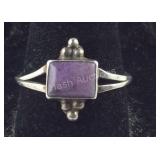 Vintage Purple Chariot Ring Sterling Silver 2.3