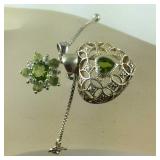Silver Bracelet w/ Peridot Charms Sterling Silver