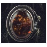Vintage Amber Ring Sterling Silver 7.5 grams ,