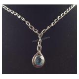 Blue Topaz Lariat Style Necklace Sterling Silver
