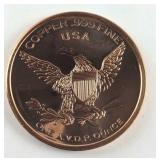 1 Oz Fine Copper Round .999 Copper