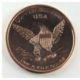 1 Oz Fine Copper Round .999 Copper