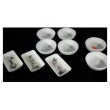 Ceramic wares, 6 ice cream bowls  and 3 condiment