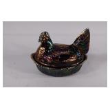 Carnival hen on nest glass dish