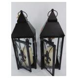 Pair of decorative lanterns with LED candles,