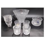 Crystal glass group, vases and glasses