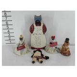 Black Americana decor, bells, doll, and wooden