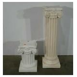 Two chalkware pedestal stands, tallest is 36",