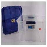 Empty storage tote with lid, good condition