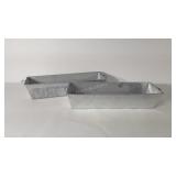 Pair of galvanized planter boxes with handles,