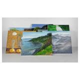 Paintings on canvas, some signed Lucy Jen, eight