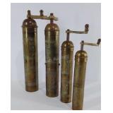 Four brass spice grinders, purchased in Athens