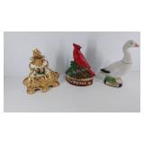 Figural decanters, three, Jim Beam, Ezra Brooks,