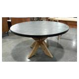 Rustic hammered metal top table, 54" diameter, a