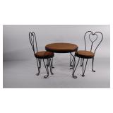 Doll size coffee table and chairs, does have some