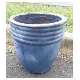 Pottery Planter with Blue Glaze, 12x14" high