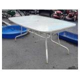 Glass top Outdoor table, 66", aluminum framed