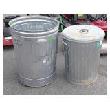 Two Galvanized Trash Cans, one 31 gallon No Lid,