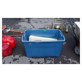 Hardware Lot. Big blue tote with lid and contents