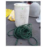 2-pc lot, white poly 55 gallon Barrel complete,