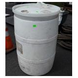 White poly 55 gallon Barrel, missing one cap lid