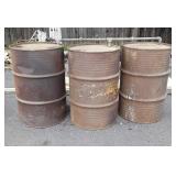 Water Collection Barrel system, 3 metal barrels