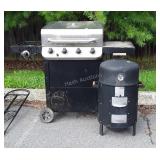 Meat Smoker and Char-Broil Propane Grill, the