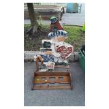 3pc decor wooden lot, wall rack, 2 Snowman