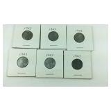 Six steel pennies