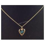 March birthstone necklace goldtone 16in