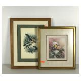Bird decor prints, framed and matted, 15x17 and