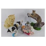 Group of 4 cat figurines, various manufacturers