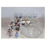 Figurines and glassware, includes stemware, chip