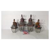 Set of outdoor wall mounted lights, brass and