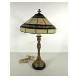 Leaded glass table lamp, stands 23"