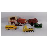Toy group, metal, 4 Tonka, bus, fire engine,