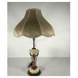 Marble and brass table lamp, stands 29" tall,