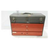 Tool box filled with tools, screw drivers with