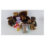 Teddy Bears and two plush farm friends