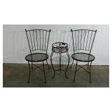 Cafe style chairs and a wire work planter-25"
