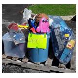 Skid of: kids toys, totes, baseball shaped