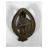 Brass horse head and shoe doorknocker